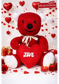 Resim Sevgililer Günü Peluş Oyuncak Hediyelik Kırmızı Love Kalpli Peluş Ayıcık 50 Cm Kırmızı-kalpli Kırmızı Ayıcık 