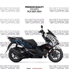Resim Honda Pcx Kaplama Sticker Venom Design Motor Kaplama Modeli Hazır Kit 2021-2024 Uyumlu Siyah 