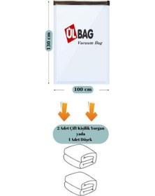 Resim 3 Adet En Büyük Boy 100 Cm X 130 Cm Yorgan Ve Döşek Vakumlu Poşet- Vakumlu Hurç - Vakumlu Torba Şeffaf 