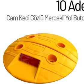 Resim İleri Trafik 10'lu Cam Kedi Gözlü Mercekli Yol Butonu Seti 