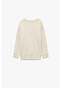 Resim Koton Erkek Bebek Pamuklu Uzun Kollu Bisiklet Yaka Kaplan Baskılı Sweatshirt Ekru 
