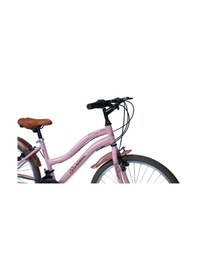 Resim Sarissa Vintage 24" Jant 21 Vites Çelik Kadro V Fren Unisex Şehir Bisikleti Pembe Kahverengi Lastik Pembe 