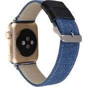 Resim Ally Iwatch Içın 4-5 44Mm 1-2-3 42Mm Canvas Dokuma Blue Jean Kay (448400073) 