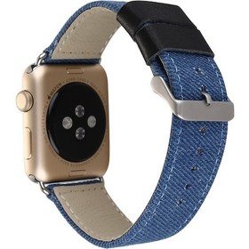 Resim Ally Iwatch Içın 4-5 44Mm 1-2-3 42Mm Canvas Dokuma Blue Jean Kay (448400073) 