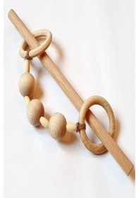 Resim 2 Adet Masif Silindir Boncuklu Ahşap Halkalı Perde Tutacağı 