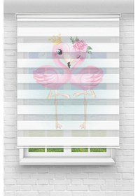 Resim Perdecizade Enxboy Flamingo Dijital Baskılı Zebra Perde-cocuk Odası-stor Perde Pz-369 Renkli 