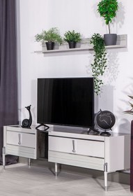 Resim Romeo 180x45 Raflı TV Ünitesi - Duman Gri 