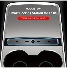 Resim Honeybeeshop Tesla Model 3 Y İçin Siyah Usb Hub Bağlantı İstasyonu 