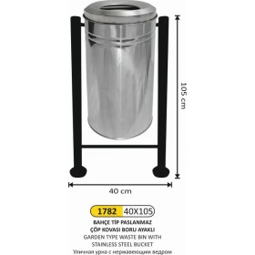 Resim Arı Metal Bahçe Çöp Kovası Boru Ayak Paslanmaz Kovalı 