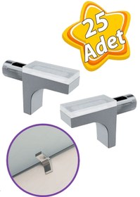 Resim GLASWEN Raf Pimi Düz Vantuzlu Cam Ahşap Metal Raf Tutucu Çivisi Mobilya Dolap Pimi (25 Adet) 