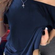 Resim Kadınlar için Rahat Minimalist Y2K Omuzdan Askılı Düz Renkli T-Shirt 