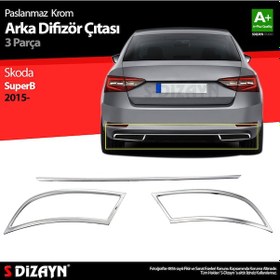 Resim S-Dizayn Skoda Superb Krom Egzoz Çıkışı 3 Parça Set 2015-2019 