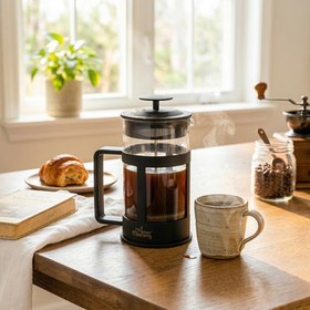 Resim Any Morning 800 ml French Press, Üç Katmanlı Filtre, Borosilikat Cam, Demleme Yoğunluk Ayarlı FY04 