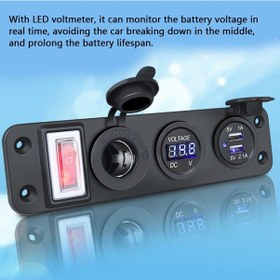 Resim Kosona Araç Ve Gemi Usb Şarj Paneli, 3.1a Çift Usb, Kırmızı Voltmetre, Anahtar Ve Alım Ünitesi İle 12-24v 