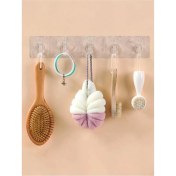 Resim AyrStore 2 Adet Kendinden Yapışkanlı Güçlü Şeffaf 5li Askılık - Kapı Arkası Mutfak Duvar Banyo 