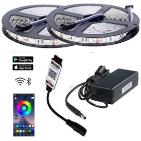 Resim 10 Metre 12v 60 Ledli Rgb Dış Mekan Şerit Led 5a Plastik Adaptör Bluetoothlu Telefondan Led Kontrol 