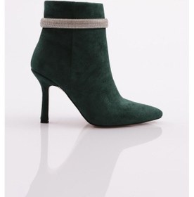 Resim Dgn 5739-424 Silver Taş Zincirli Kadin Topuklu Bot 5739-424-R1938 Yeşil 