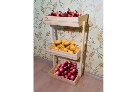 Resim Feyza Design 3 Katlı Ahşap Çok Amaçlı Patates ve Soğan Kasası, Mutfak Rafı, 75CM 