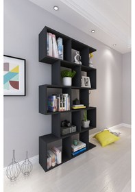 Resim Moonlife Rio Dekoratif Kitaplık Siyah 