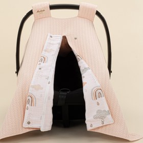 Resim Puset Örtüsü - Çift Taraflı - Somon Örgü - Yeşil Gökkuşağı 