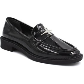 Resim Beyaz Park Moda Taş Toka Detaylı Termo Kaymaz Taban Günlük Kadın Loafer Ayakkabı Rugan Siyah Rugan Siyah 