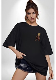 Resim Bebek Groot Guardians Galaxy Siyah Oversize Unisex Ön Sol Yan Minimal Baskılı Tişört Koyu Siyah 