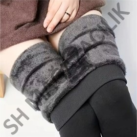 Resim Sh Mağazacılık Siyah Dayanıklı Unisex Termal Tayt Peluşlu Yüksek Bel Kadın Kullanımı İçin Özel 