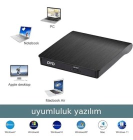 Resim Yenibağ Store Harici DVD Rw Ultra İnce USB 3.0 Taşınabilir CD DVD Yazıcı Okuyucu Çoklu Cihaz Uyumu 