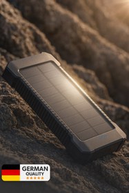 Resim Woyax Güneş Enerjili Solar Powerbank 10000mah Led Işıklı Taşınabilir Batarya Şarj Cihazı Siyah 