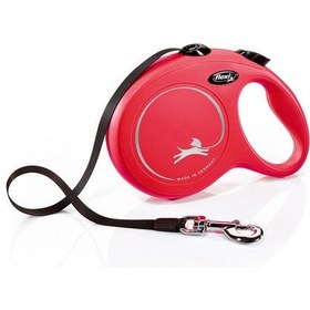 Resim Flexi New Classic Şerit Otomatik Köpek Gezdirme Tasması Kırmızı 5Mt L 