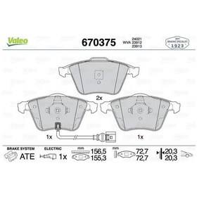 Resim Valeo 670375 On Fren Balatasi 8j0698151a 8j0698151f 8j0698151n 