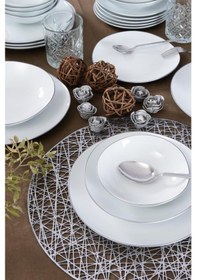 Resim Güral Porselen Elegant Roden 24 Parça 6 Kişilik Yemek Takımı Gümüş 