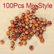 Resim 100 adet Kabile Desenli Karışık Ahşap Boncuklar, 9mm*10mm - DIY El İşleri & Takı Yapımı için İdeal, Takı Yapımı için Aralık Boncuklar 