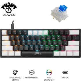 Resim Valkyrie Leaven K620 Blue Switch Mekanik Gaming Oyun Klavyesi Rgb 61 Key Mavi Tuş Type-C Klavye Beyaz-Siyah 