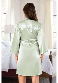 Resim Faal 5912 Kadın Saten Bride Sabahlık-yeşil Yeşil 
