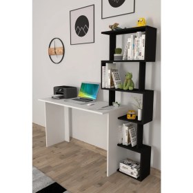 Resim Moonlife Yakamoz Kitaplıklı Çalışma Masası Beyaz Siyah 
