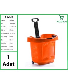 Resim Tekerlekli Plastik Market Alışveriş El Sepeti 40 Litre Turuncu 1 Adet 