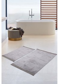 Resim Nova Gri 2'li Spor Saçaklı Banyo Halısı Paspası Seti Kaymaz Taban Gri 