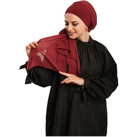 Resim Hürrem Bone Bordo Pratik Hazır Geçmeli Bone Şal Şifon Düz 2506 16 bordo 