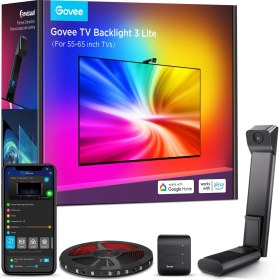 Resim Govee Envisual Led 3 Lite TV Arkası Led Şerit Ambiyans Aydınlatma Tv Renk Senkronizasyonu 55-65 inc TV'ler ile Uyumludur 