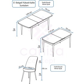 Resim Canisa Concept Canisa Kor Serisi 70 x 114 cm Açılabilir Beyaz Mutfak Masa Takımı 