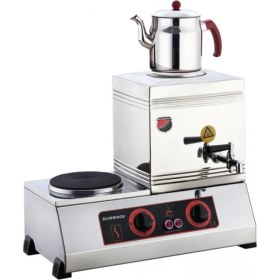 Resim Işıkgaz Elektrikli Çay Ocağı Kapaklı ve Kaynaklı 1 Demlikli 15'lik 