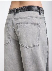 Resim Jud Reneta 197 Normal Bel Çift Renk Siyah Gri Baggy Jeans Kadın Siyah - Gri 