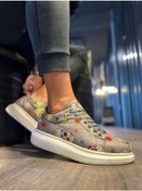 Resim Shoecide Yüksek Taban Renkli Baskılı Günlük Ayakkabı 046 Gri Gri 