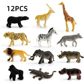 Resim 1 Takım 12 Parça Minyatür Hayvan Figürleri (Aslan, Kaplan, Zebra, Ayı, Fil ve Gergedan) - Tatil Hediyeleri, Bilim Öğrenimi ve Bilişsel Gelişim İçin Mükemmel 