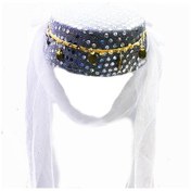 Resim Parti Duvaklı Altın Pul İşlemeli Kına Fesi Kınaoryantal Şapkası 001 