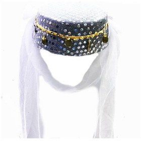 Resim Parti Duvaklı Altın Pul İşlemeli Kına Fesi Kınaoryantal Şapkası 001 