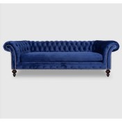 Resim Hanel Mobilya Englısh Chesterfield Chester Koltuk Lacivert Kadife Kumaş 