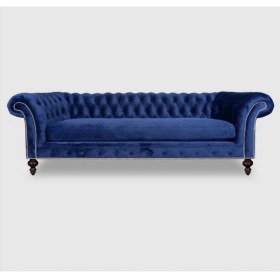 Resim Hanel Mobilya Englısh Chesterfield Chester Koltuk Lacivert Kadife Kumaş 