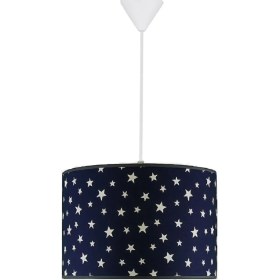 Resim Şenay Aydınlatma Çocuk Odası Silindir Kumaş Sarkıt Avize-Lacivert Yıldız 